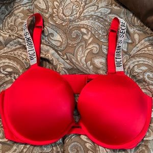 Red Victorias Secret Sequin Pushup Bra